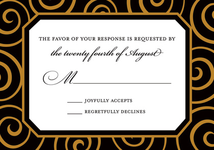 Beveled Edge Gold Swirls Invitation