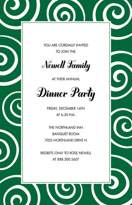 Whimsical Swirls Holiday Red Invitations