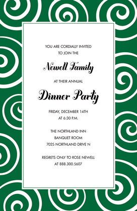 Elegant Whimsical Swirls Green RSVP Cards