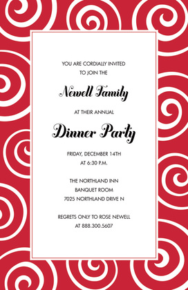 Sentimental Whimsical Swirls Red RSVP Cards