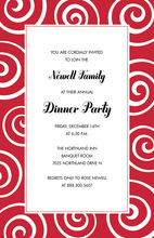 Whimsical Swirls Holiday Red Invitations