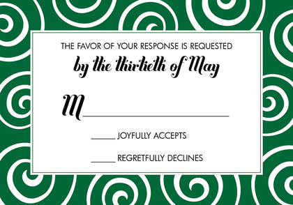 Classy Whimsical Decorated Swirls Green Invitations