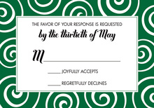 Elegant Whimsical Swirls Green RSVP Cards