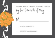 Catch The Orange Bouquet Charcoal RSVP Cards