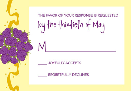 Catch The Yellow Bouquet Purple RSVP Cards