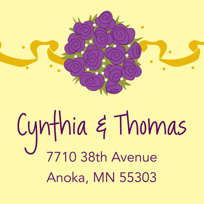 Catch Purple Bridal Bouquet Yellow Wedding Invitations