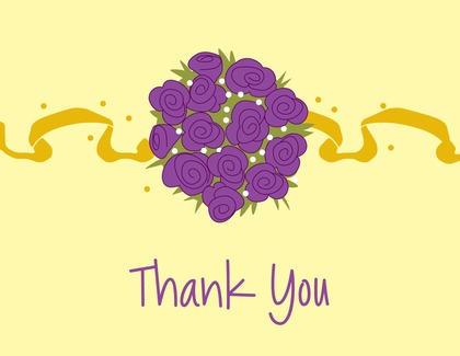 Catch Yellow Bouquet Purple Thank You Cards