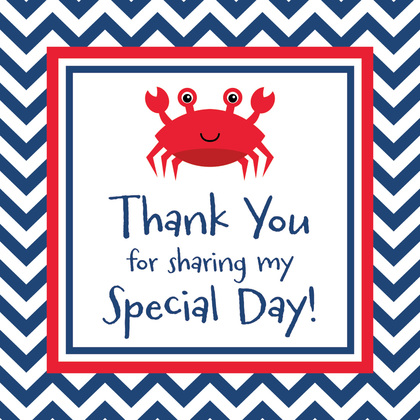 Navy Chevrons Red Crab Thank You Cards