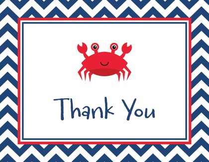 Navy Chevrons Magenta Crab Thank You Cards