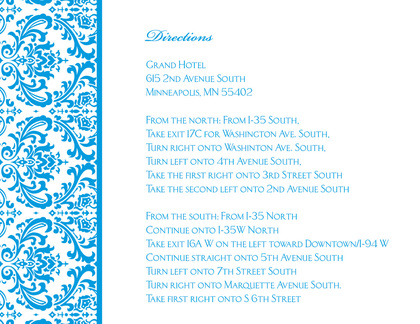 Blue Trimmed Damask Thank You Cards