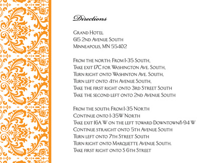 Orange Trimmed Damask RSVP Cards