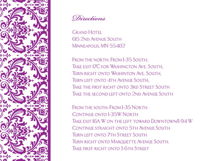 Exquisite Purple Trimmed Damask Wedding Invitations