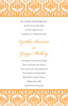 Orange Trimmed Stylish Damask Invitations