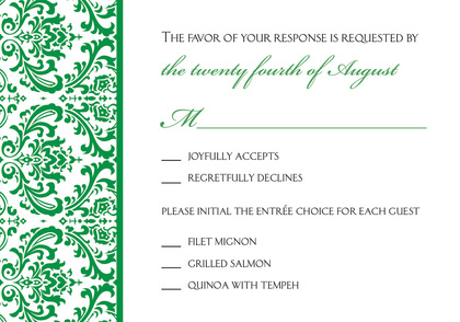 Green Trimmed Damask Duo Invitations