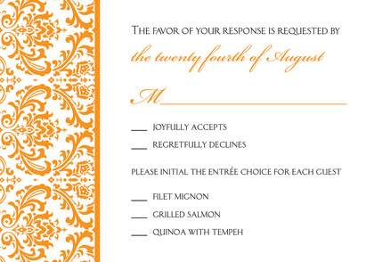 Orange Trimmed Stylish Damask Invitations