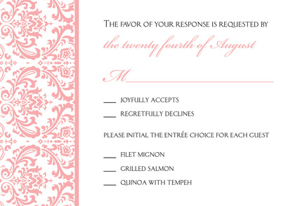 Pink Trimmed Damask Border Invitations