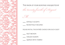 Pink Trimmed Damask RSVP Cards