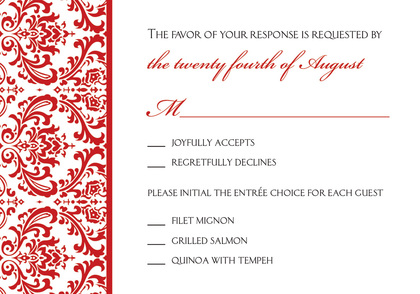 Red Trimmed Damask Enclosure Cards