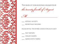 Modern Red Flourish RSVP Cards