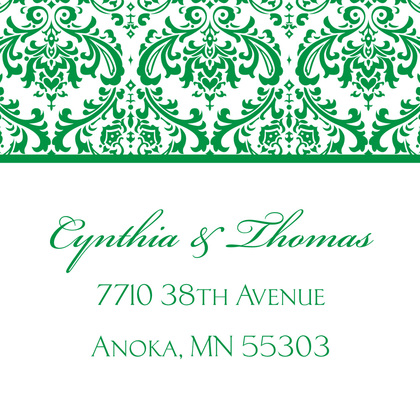 Green Trimmed Damask Duo Invitations