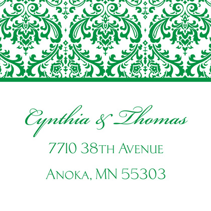 Green Trimmed Damask RSVP Cards