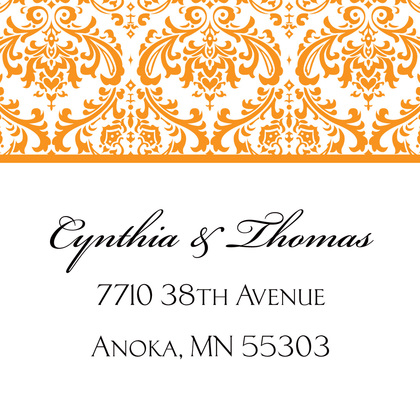 Orange Trimmed Damask RSVP Cards