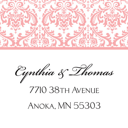 Pink Trimmed Damask Enclosure Cards