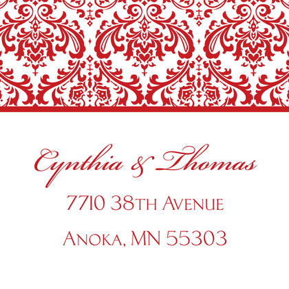 Red Trimmed Damask RSVP Cards