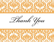 Orange Damask Flanks Thank You Cards