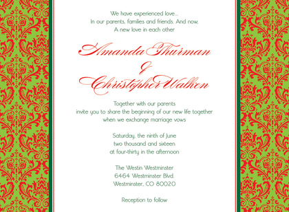 Christmas Damask Flanks Thank You Cards