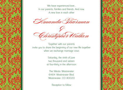 Christmas Damask RSVP Cards