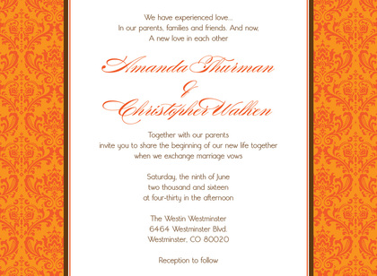 Truly Orange Damask Enclosure Cards