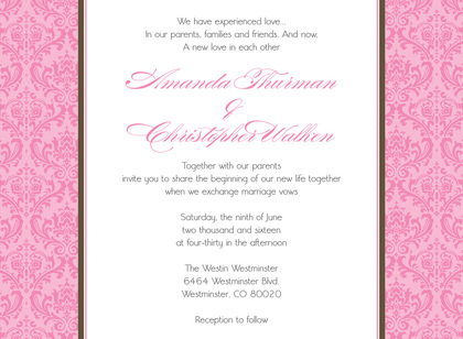 Classy Pink Damask Enclosure Cards