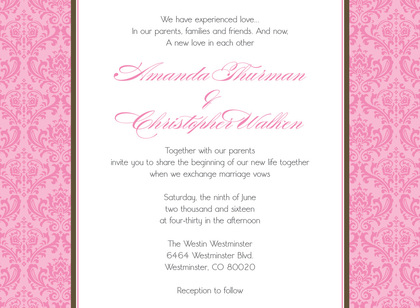 Teal Stylish Modern Damask Flanks Invitation