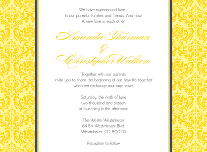 Monochromatic Yellow Damask RSVP Cards