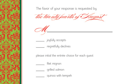 Christmas Damask Flanks Invitation