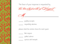 Christmas Damask RSVP Cards