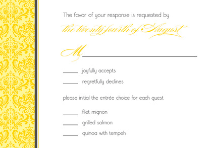 Yellow Damask Flanks Thank You Cards