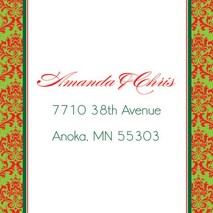 Christmas Damask Flanks Thank You Cards