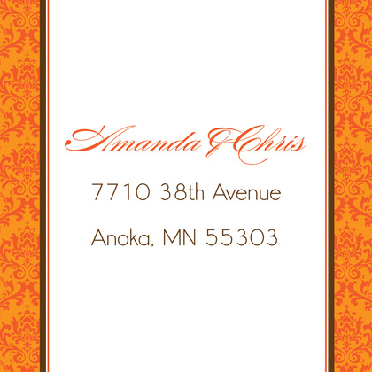 Orange Damask Flanks Stylish Invitations