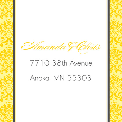 Yellow Damask Flanks Thank You Cards