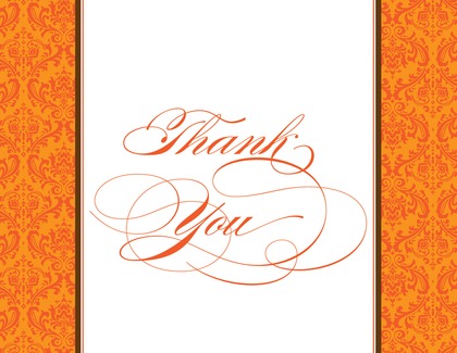 Truly Orange Damask Enclosure Cards