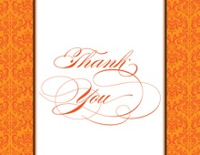 Orange Trimmed Damask Thank You Cards