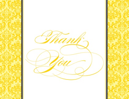 Pink Damask Flanks Thank You Cards