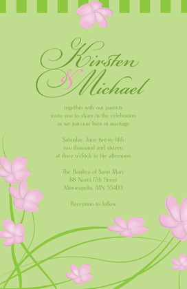 Whimsy Pink Green Plumeria RSVP Cards