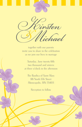 Yellow Plumeria Purple Whimsy Wedding Invitations