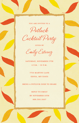 Pink Falling Leaves Invitation