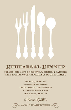 Slate Modern Formal Silverware Dinner Invitations