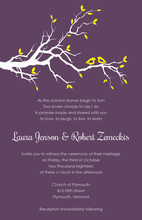 Love Birds In A Tree Purple Invitations