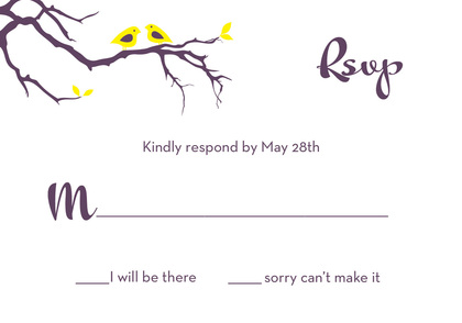 Love Birds In A Tree Purple Invitations